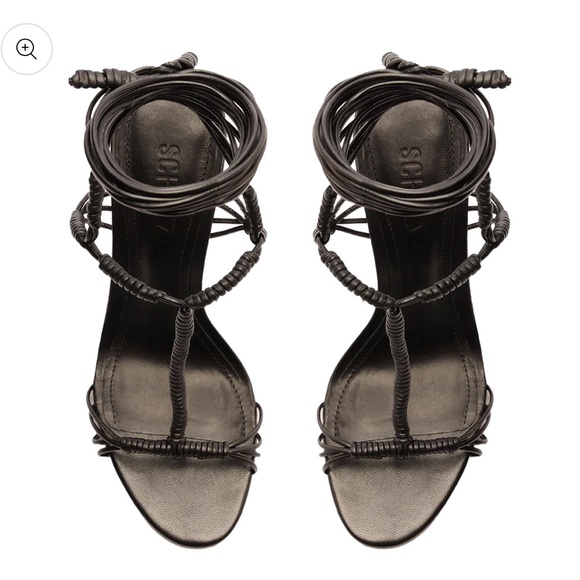 BNIB SCHUTZ Amunet Block Authentic Leather Sandal w/ Ankle Lacing - Black Size 8 - Picture 4 of 5